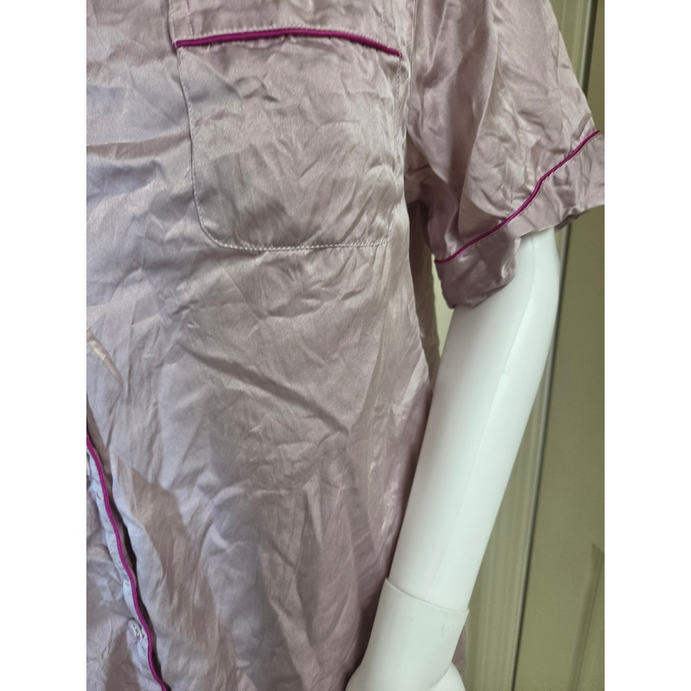 Silksilky 100% Silk Pajama Set Womens Medium Dusty Rose Pink Short Sleeve Shorts - Picture 8 of 12